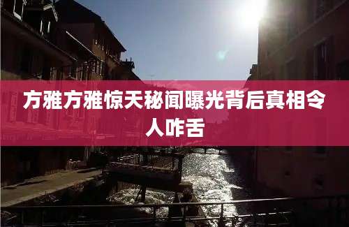 方雅方雅惊天秘闻曝光背后真相令人咋舌