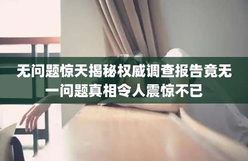无问题惊天揭秘权威调查报告竟无一问题真相令人震惊不已