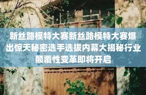 新丝路模特大赛新丝路模特大赛爆出惊天秘密选手选拔内幕大揭秘行业颠覆性变革即将开启