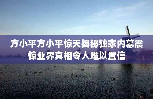 方小平方小平惊天揭秘独家内幕震惊业界真相令人难以置信