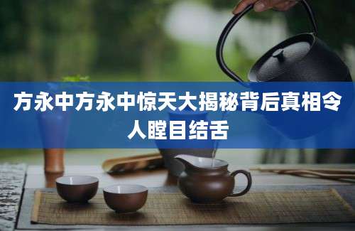 方永中方永中惊天大揭秘背后真相令人瞠目结舌