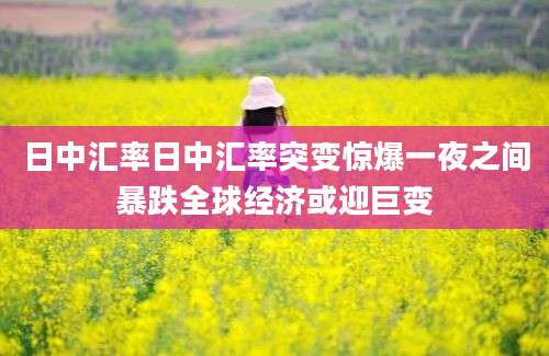 日中汇率日中汇率突变惊爆一夜之间暴跌全球经济或迎巨变