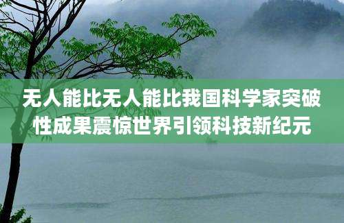 无人能比无人能比我国科学家突破性成果震惊世界引领科技新纪元