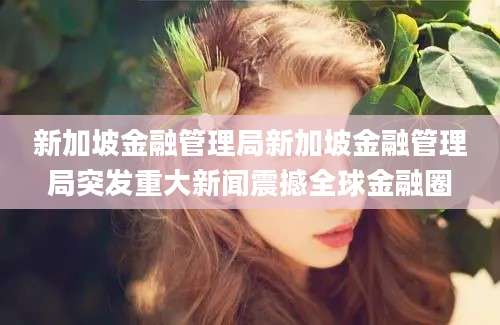 新加坡金融管理局新加坡金融管理局突发重大新闻震撼全球金融圈