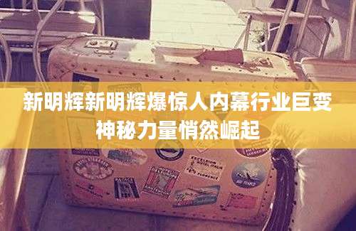 新明辉新明辉爆惊人内幕行业巨变神秘力量悄然崛起