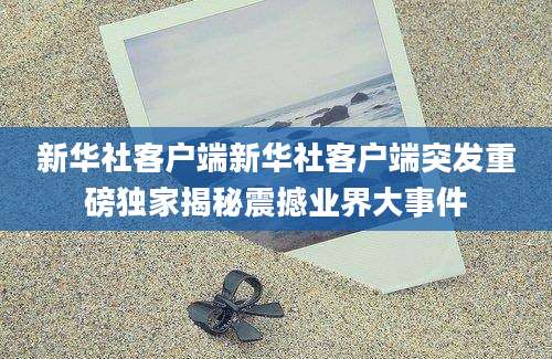 新华社客户端新华社客户端突发重磅独家揭秘震撼业界大事件