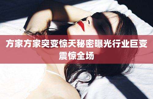 方家方家突变惊天秘密曝光行业巨变震惊全场