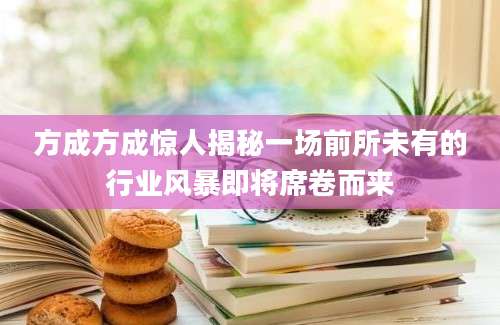 方成方成惊人揭秘一场前所未有的行业风暴即将席卷而来