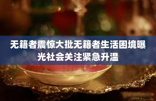无籍者震惊大批无籍者生活困境曝光社会关注紧急升温