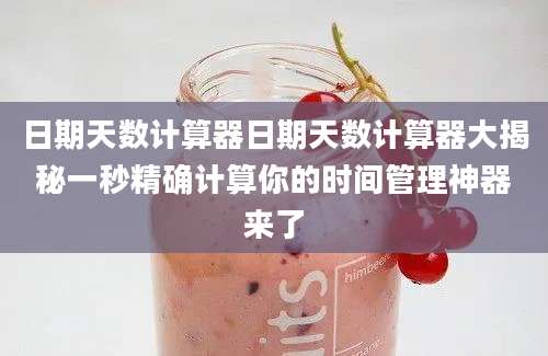 日期天数计算器日期天数计算器大揭秘一秒精确计算你的时间管理神器来了
