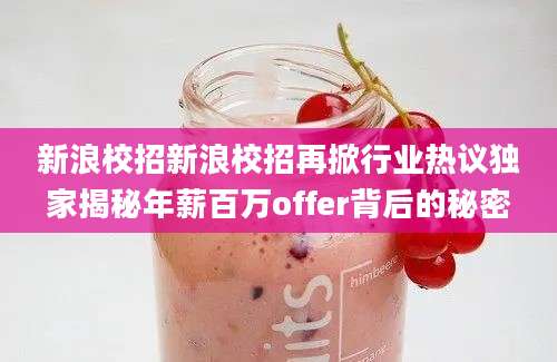 新浪校招新浪校招再掀行业热议独家揭秘年薪百万offer背后的秘密