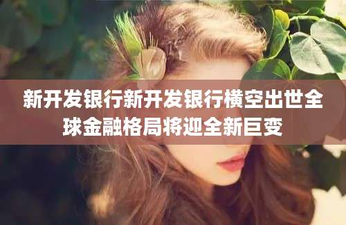 新开发银行新开发银行横空出世全球金融格局将迎全新巨变