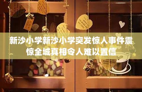 新沙小学新沙小学突发惊人事件震惊全城真相令人难以置信