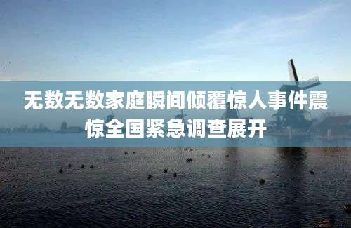 无数无数家庭瞬间倾覆惊人事件震惊全国紧急调查展开