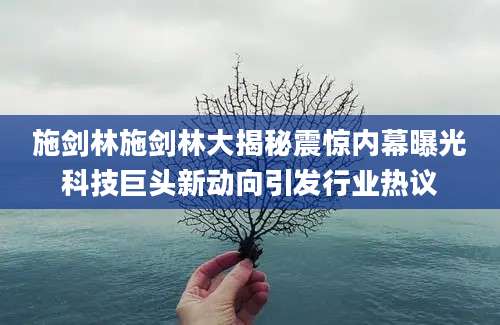 施剑林施剑林大揭秘震惊内幕曝光科技巨头新动向引发行业热议
