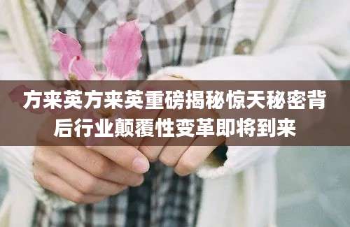 方来英方来英重磅揭秘惊天秘密背后行业颠覆性变革即将到来