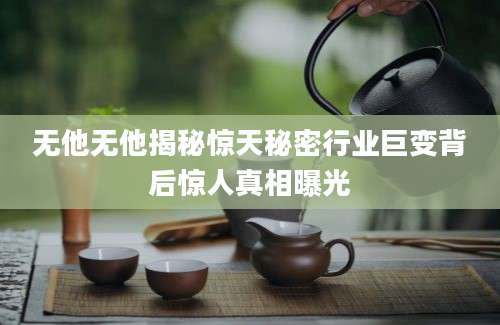 无他无他揭秘惊天秘密行业巨变背后惊人真相曝光