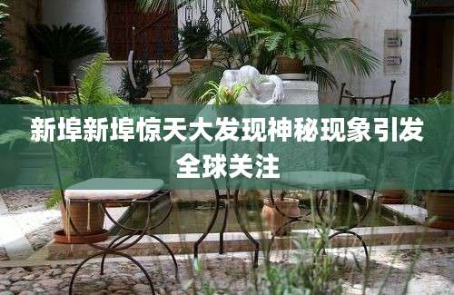 新埠新埠惊天大发现神秘现象引发全球关注