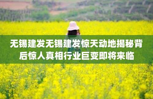 无锡建发无锡建发惊天动地揭秘背后惊人真相行业巨变即将来临