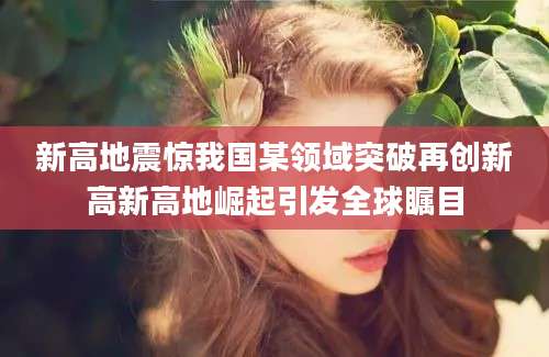 新高地震惊我国某领域突破再创新高新高地崛起引发全球瞩目